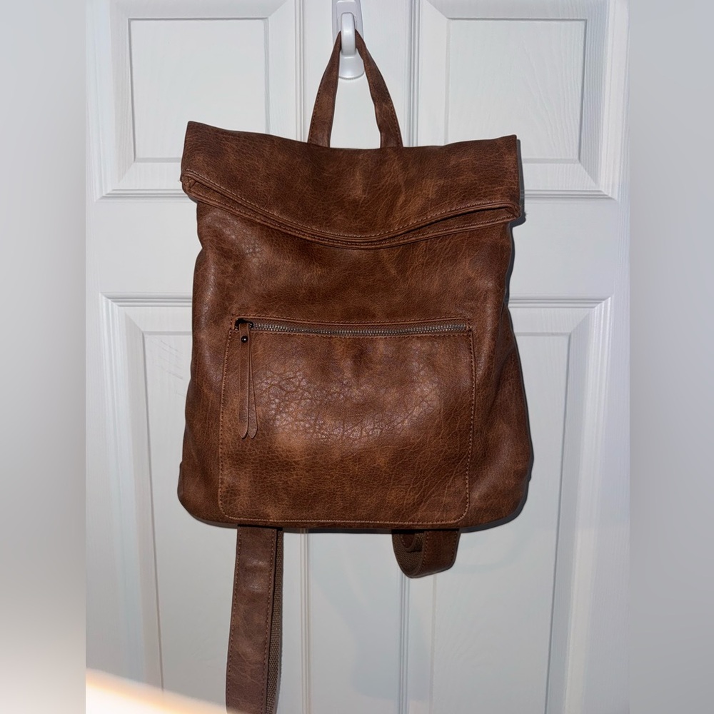 Urban Expressions brown vegan leather backpack